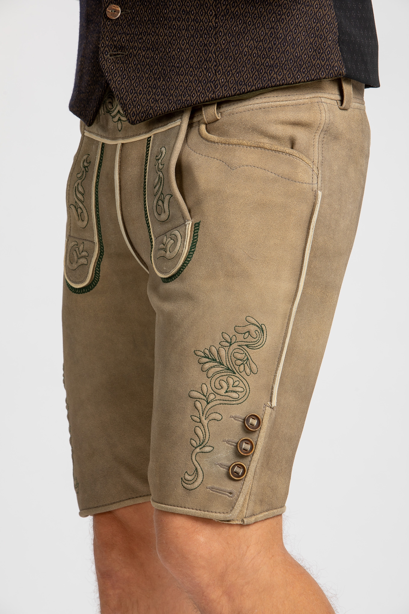 Ledergott Lederhose Bergbock braun/grün