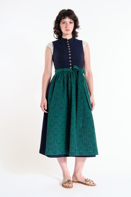 Hochgeschlossenes Dirndl Nannerl blau/grün