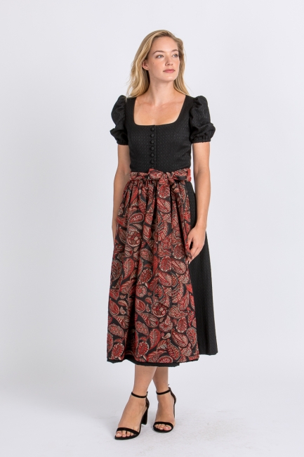 Ärmeldirndl Rosmarie schwarz/rot