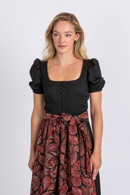 Ärmeldirndl Rosmarie schwarz/rot