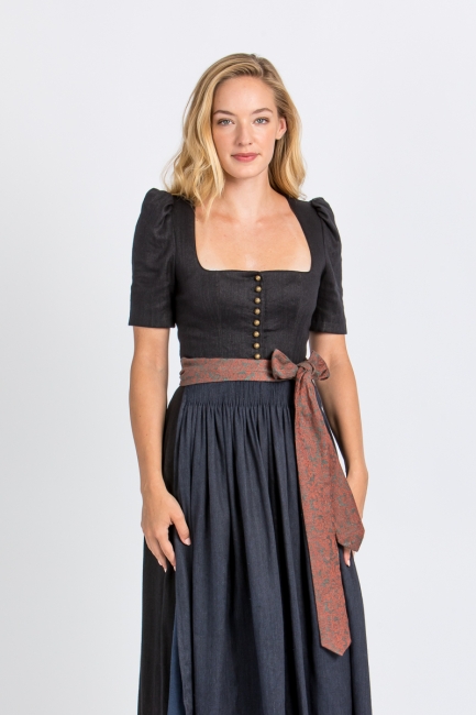Ärmeldirndl Hanni K1031 carbonblau-oxfordblau