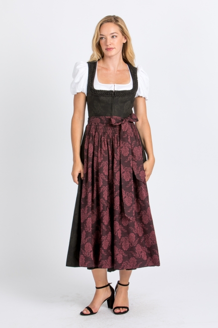 Dirndl Vreni K1026 antikschwarz-merlotrot (80cm)