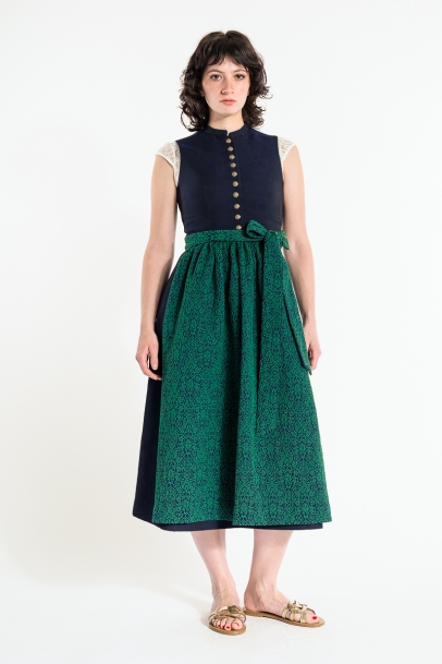 Hochgeschlossenes Dirndl Nannerl blau/grün