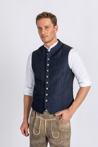 Trachtenweste Hampdi Dampdi blau gemustert