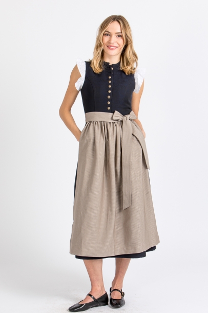 Hochgeschlossenes Dirndl Nannerl blau/beige
