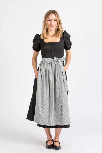 Ärmeldirndl Rosmarie schwarz/grau