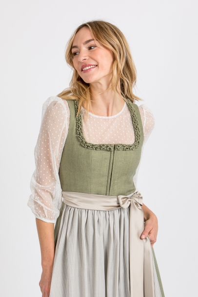 Hochgeschlossene Bluse Kim Dots weiß