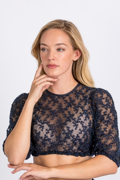 Dirndlbluse Stella blau