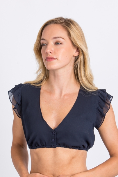Dirndlbluse mit Flügelarm Amalia blau