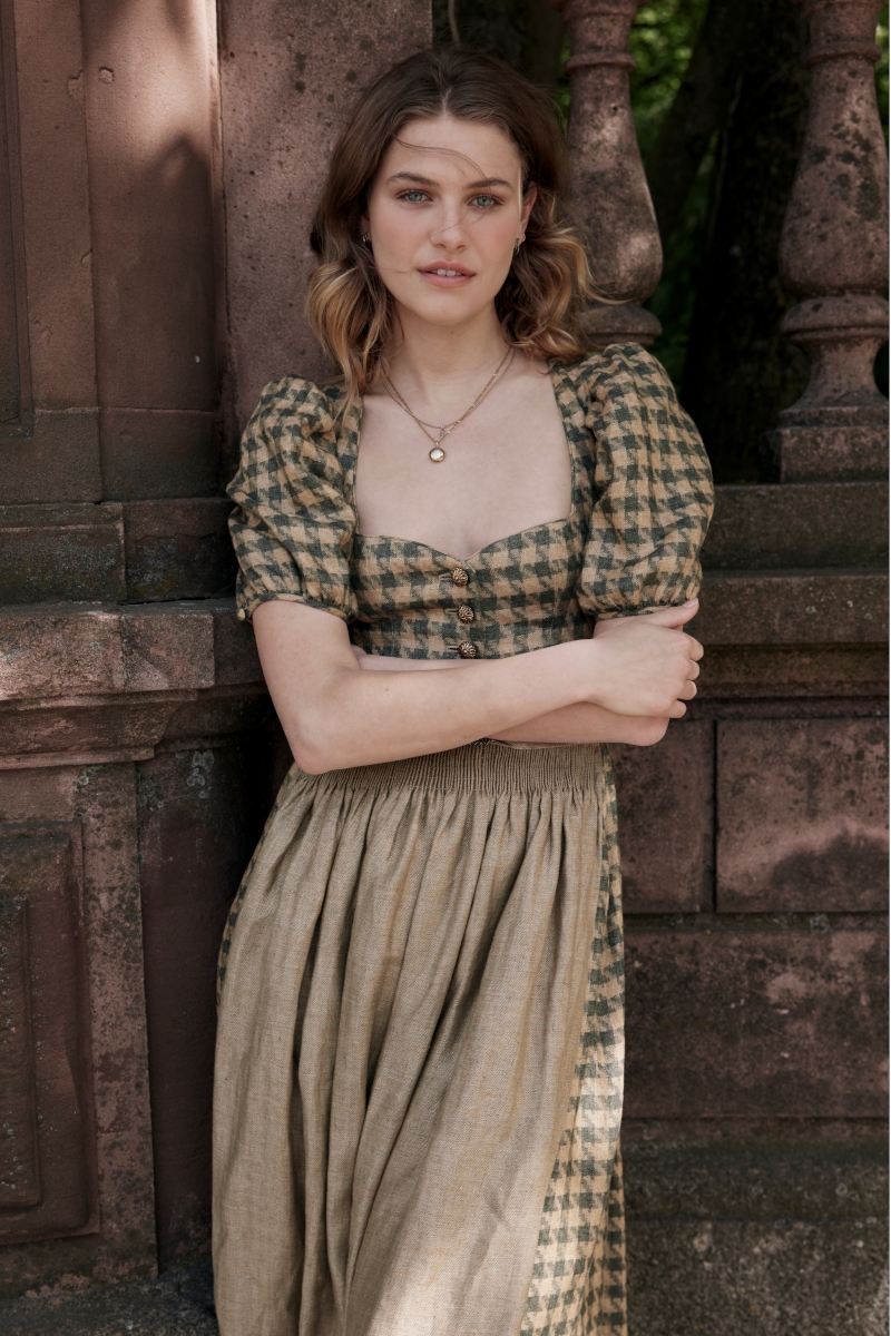 Dirndl mit Puffarm Carolina K0777-735 bronzegrün