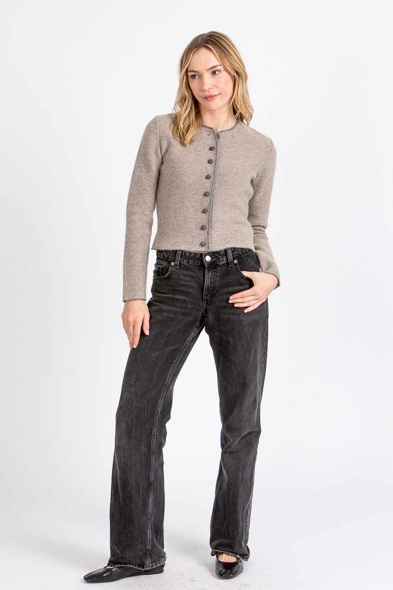 Strickjacke Lachsfeld lehm/mittelgrau