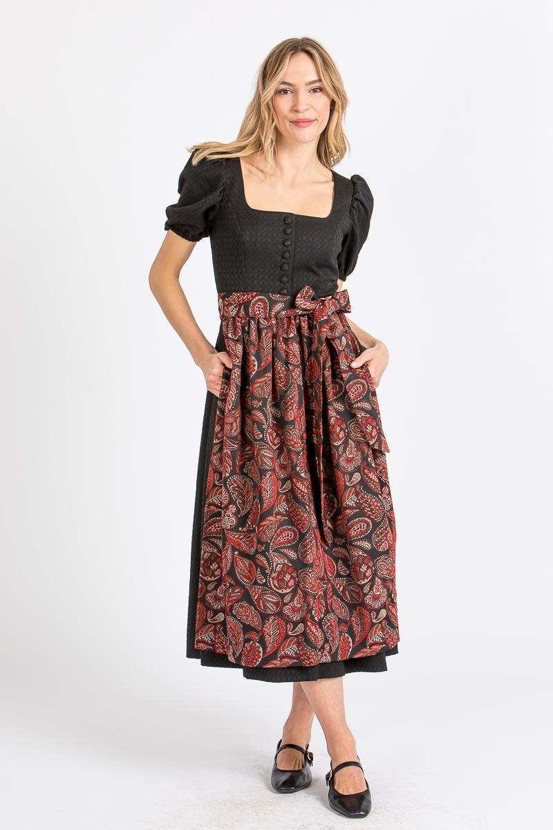 Dirndlschürze Zenzi schwarz/rot gemustert 