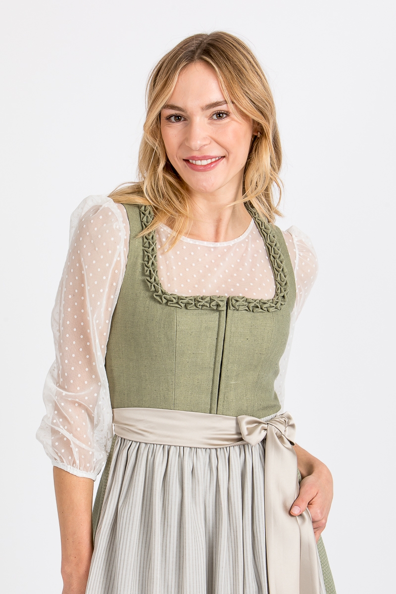 Hochgeschlossene Bluse Kim Dots weiß