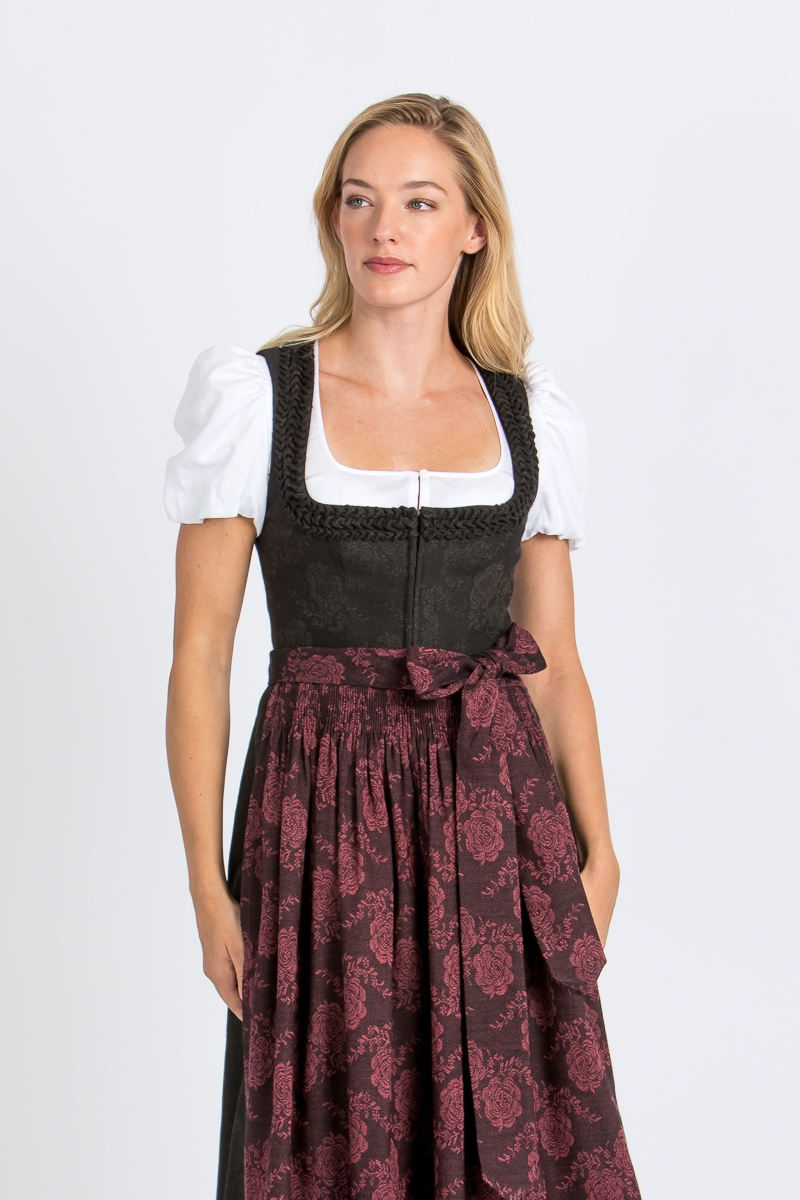 Dirndl Vreni K1026 antikschwarz-merlotrot (80cm)