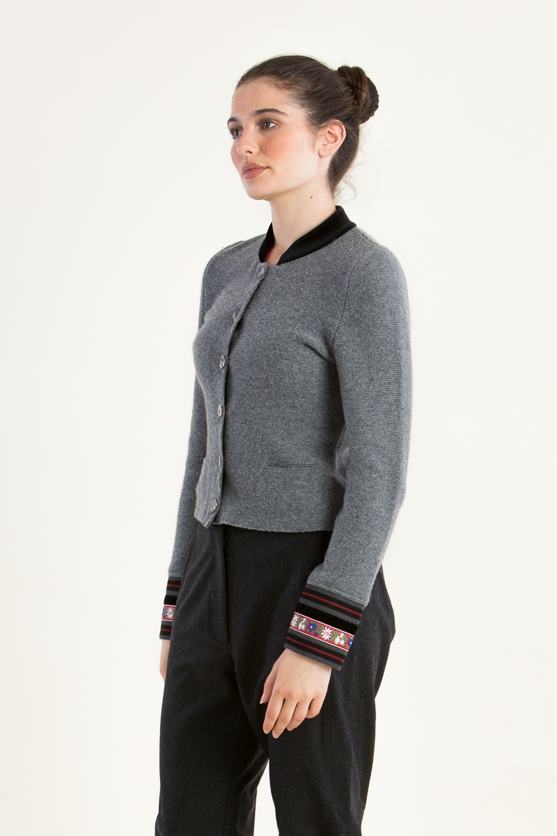 Bestickter Strickjanker 1322154 grau