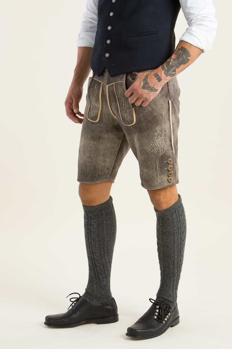 Hirschlederhose Donau graubraun/0343