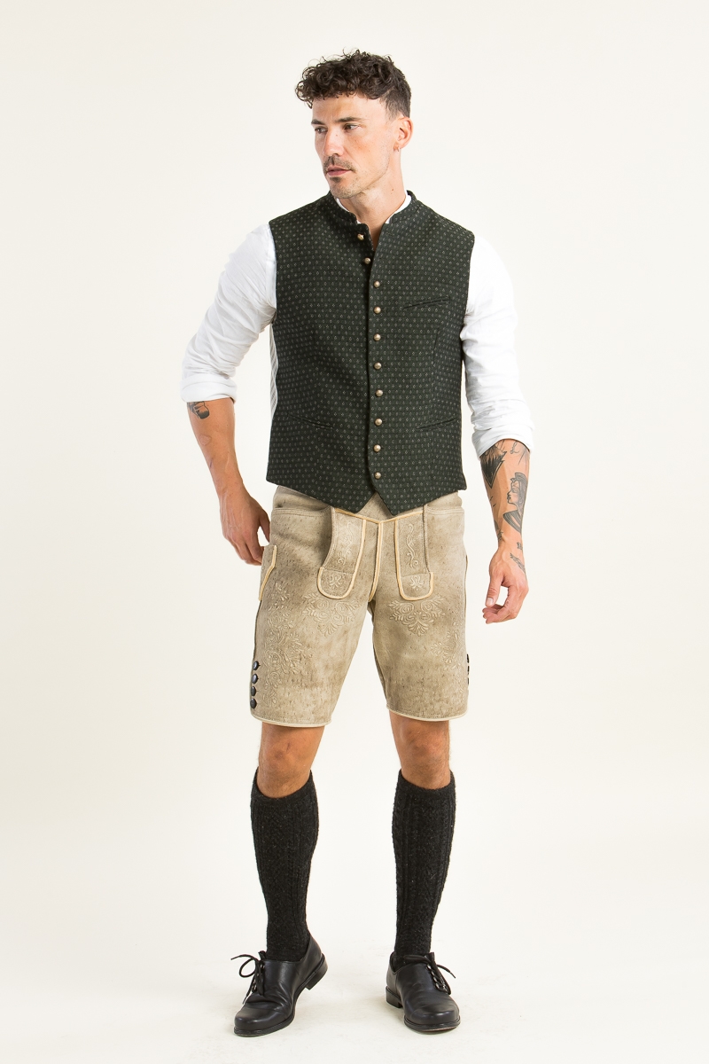 Hirschlederhose Weissenberg granit/beige