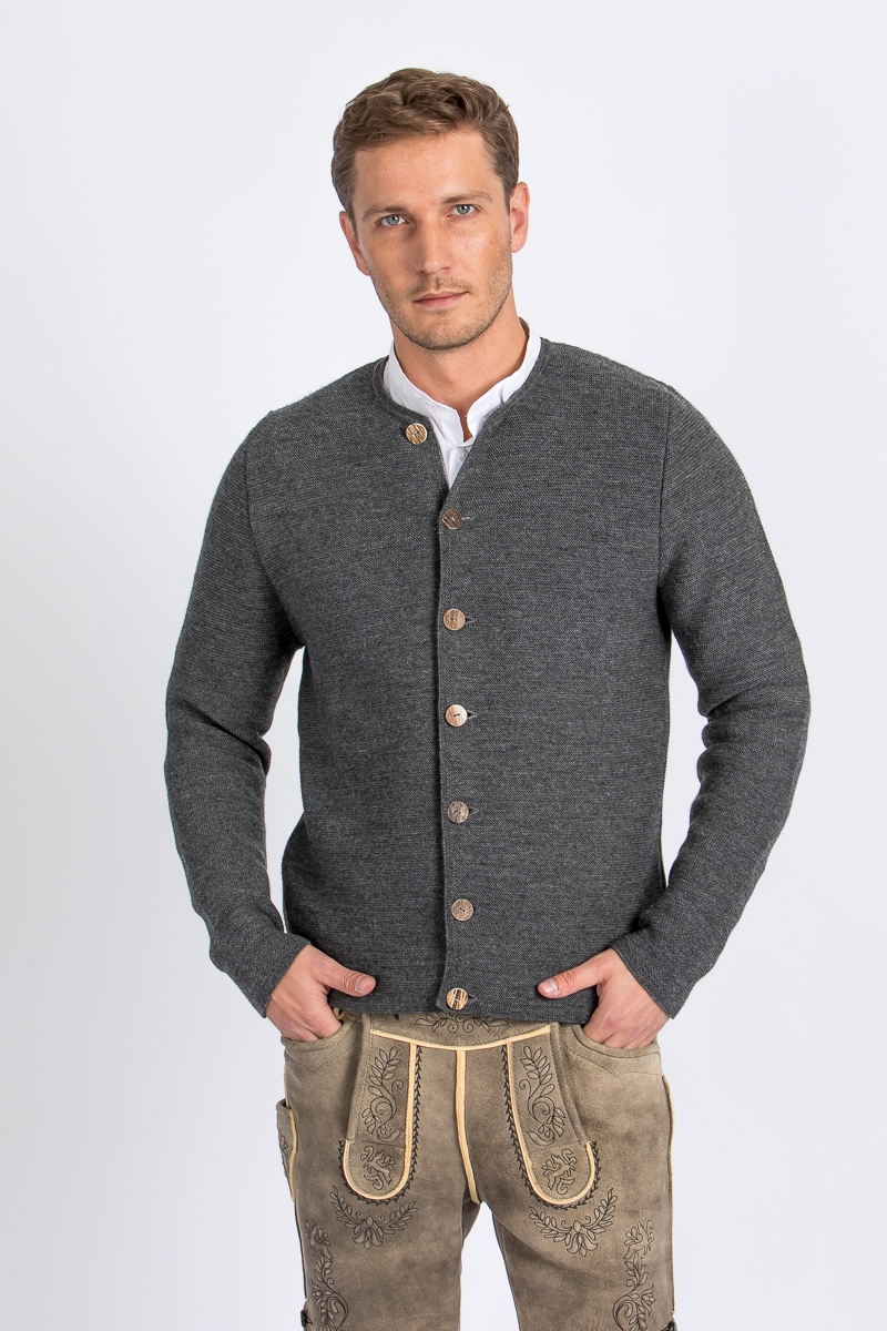 Strickjanker Aloisius asphalt-uni A003076