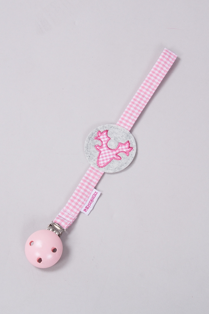 P. Eisenherz Kinder Schnullerband Geweih Rosa 