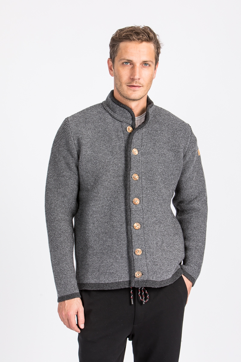 Strickjanker Thomas mit Stehkragen grau/anthra