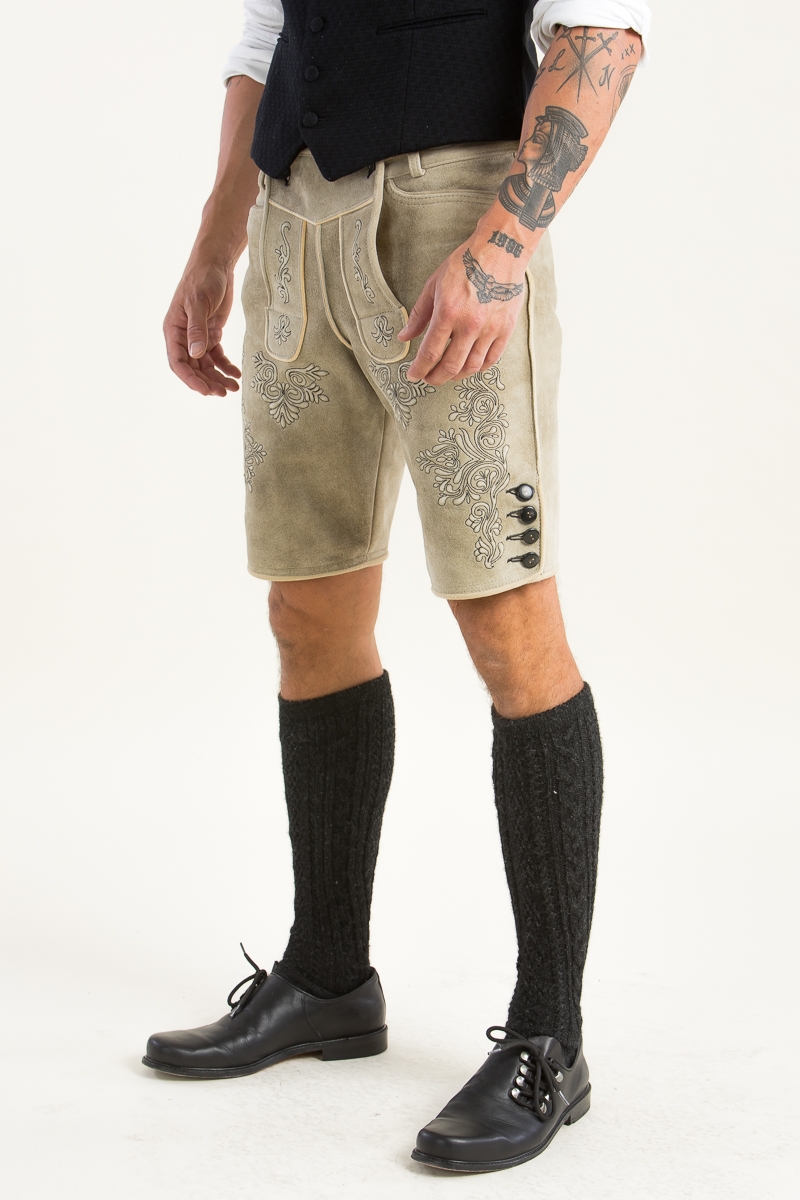 Ziegenlederhose Weissenberg safari/schwarz