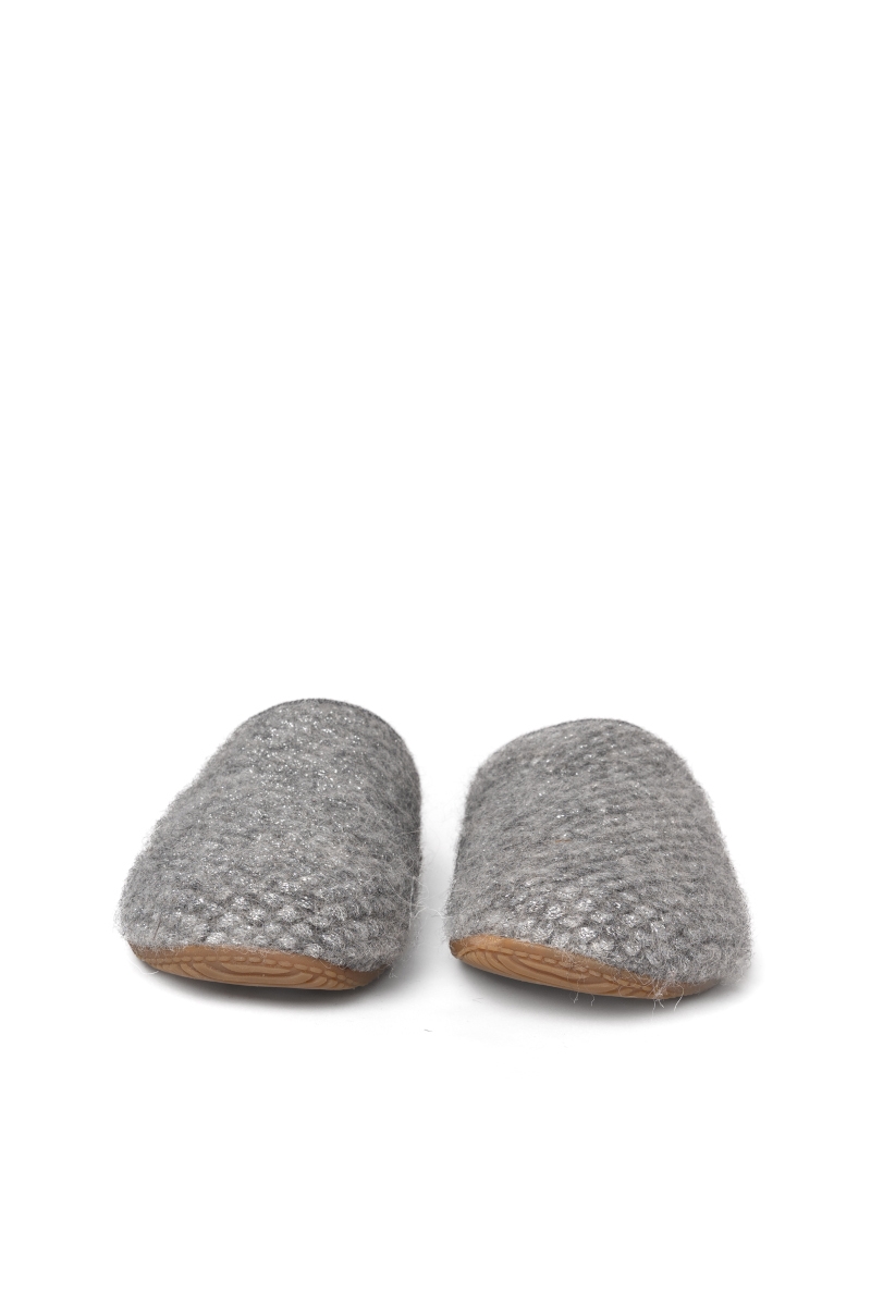 Hausschuhe Damen Premium Alpaka platin