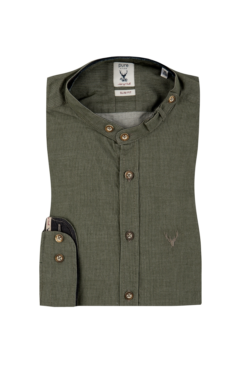 Trachtenhemd 21694-466 oliv gestreift