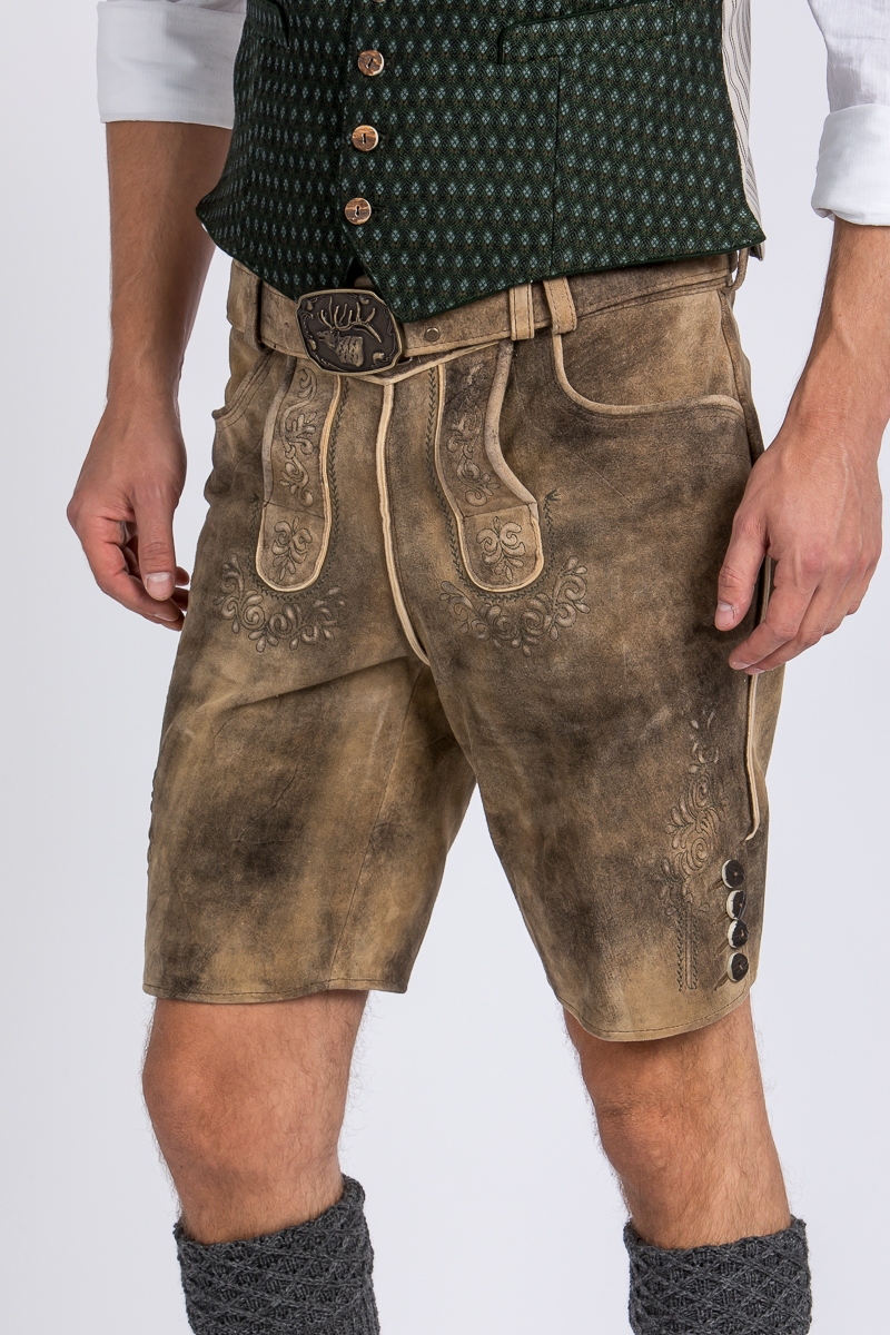 Lederhose Grafenau camel/oliv