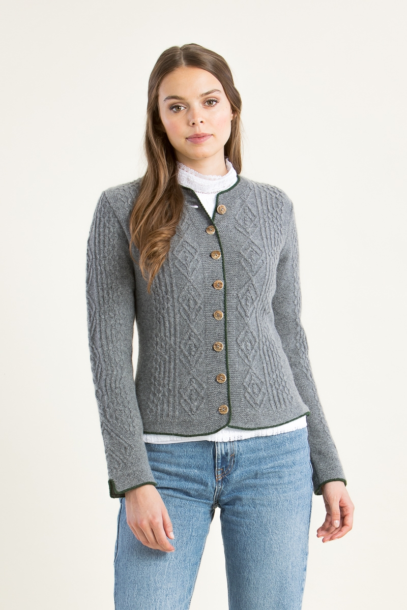 Strickjanker Fellhof mittelgrau/conifer