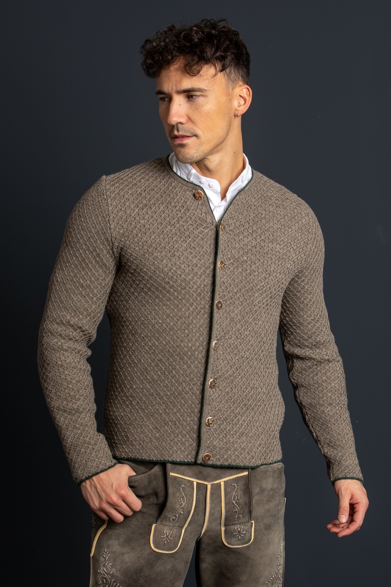 Strickjanker Xaver A000646 stein/tanne