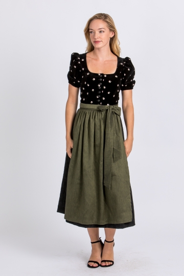 Ärmeldirndl Rosmarie schwarz geblümt