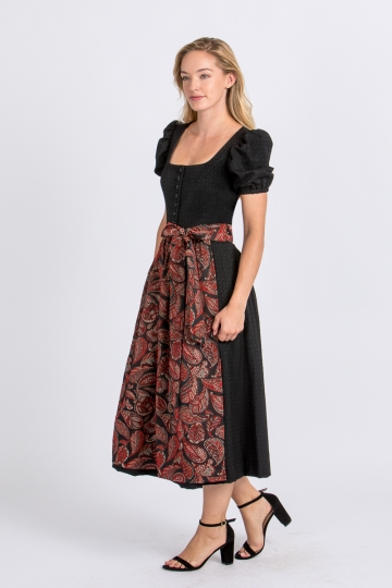 Ärmeldirndl Rosmarie schwarz/rot