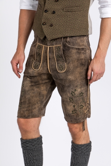 Lederhose Moses tabacco/grün