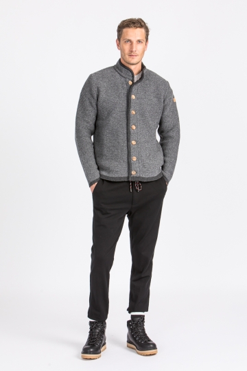 Strickjanker Thomas mit Stehkragen grau/anthra