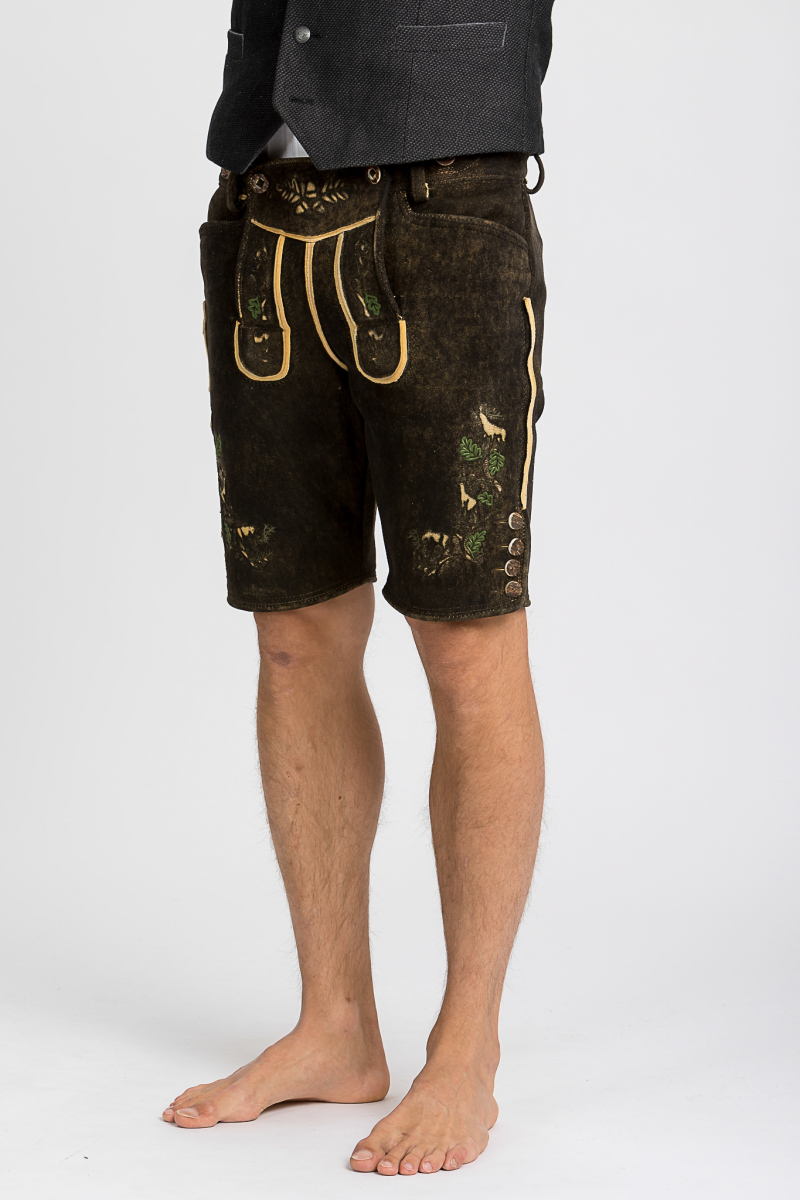 Hirschlederhose Ursprung rauchschwarz 
