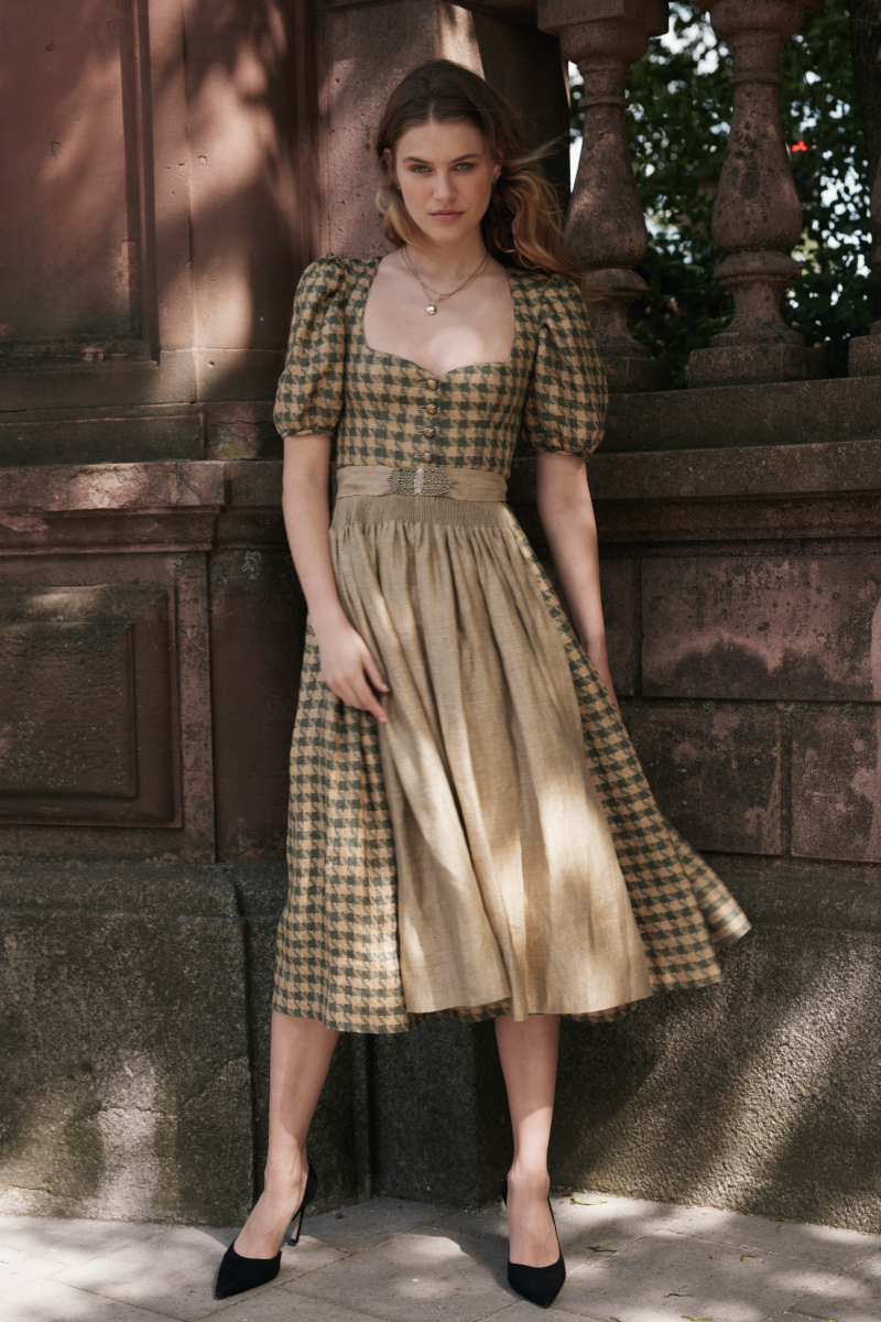 Dirndl mit Puffarm Carolina K0777-735 bronzegrün