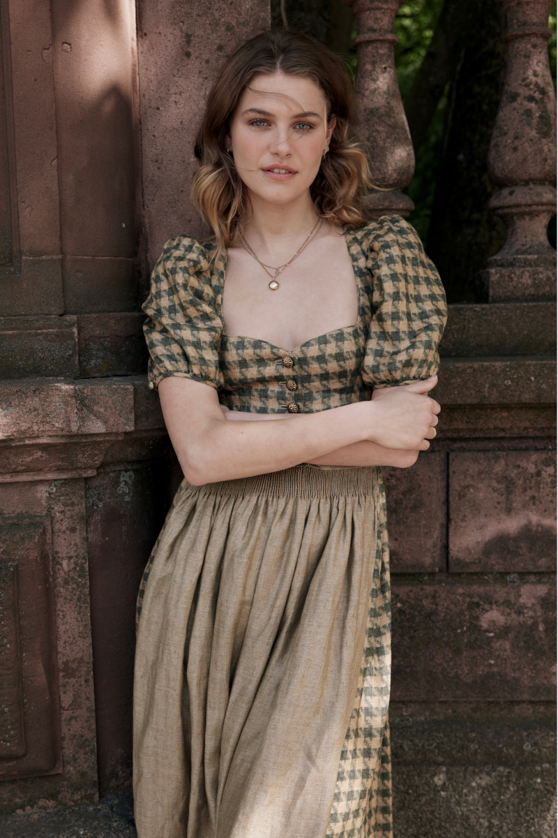 Dirndl mit Puffarm Carolina K0777-735 bronzegrün