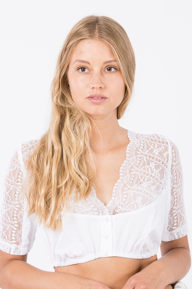 Dirndlbluse mit V-Ausschnitt Anette weiß