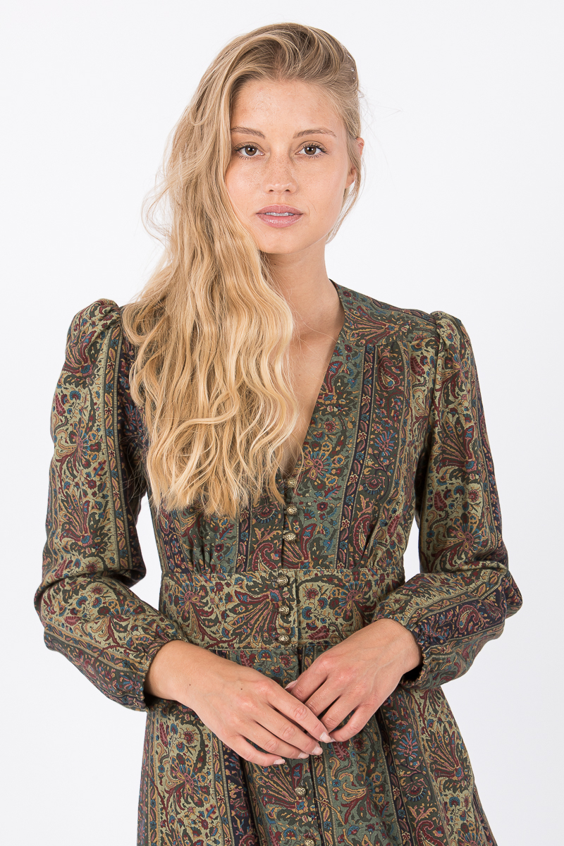 Langes Kleid Zofie jagdgrün
