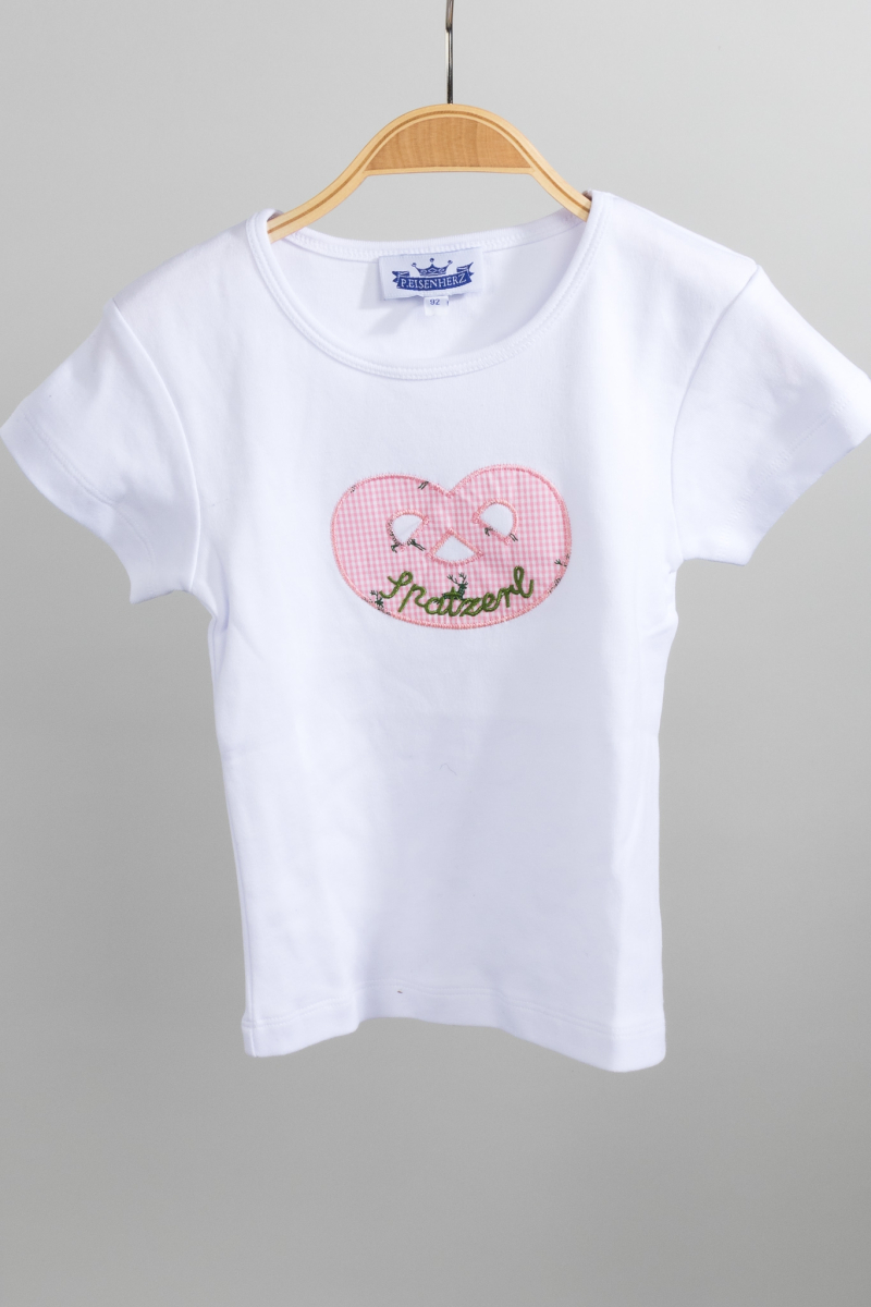 P. Eisenherz Kindertshirt Kurzarm Spatzerl Brezn pink