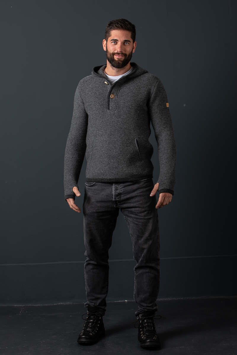 Strick Hoodie Xaver anthra