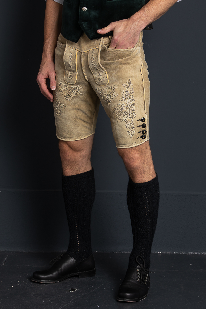 Ziegenlederhose Weissenberg safari/schwarz