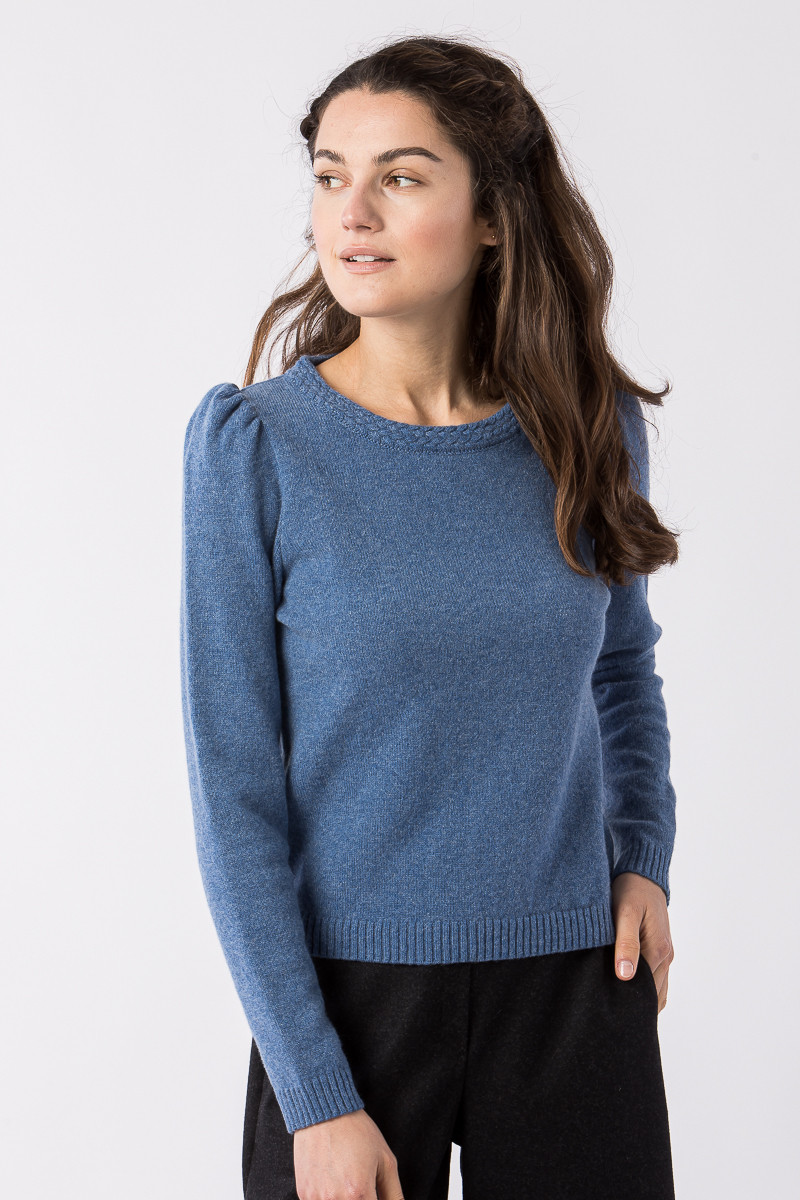 Strickpullover Heugraben enzianblau