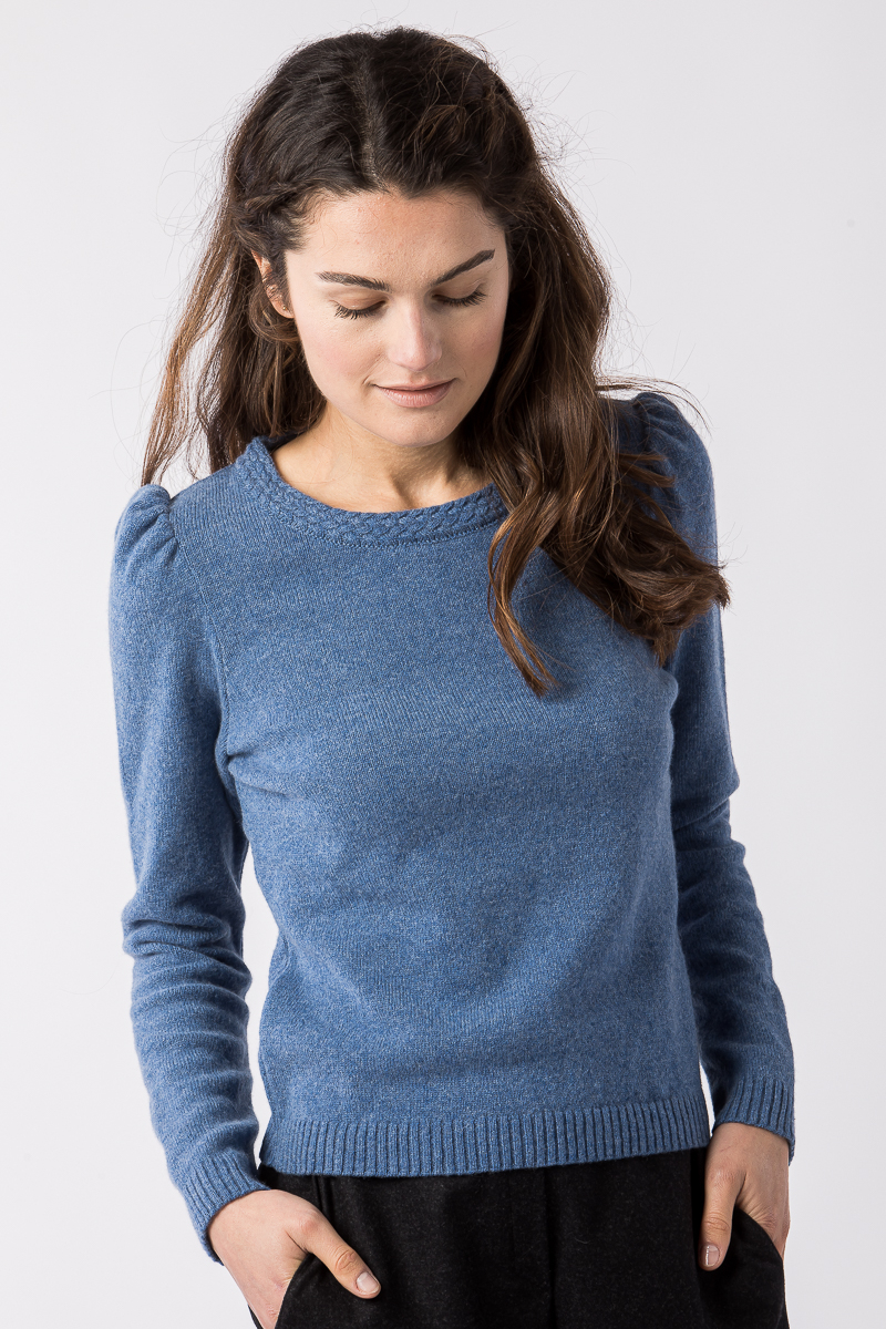 Strickpullover Heugraben enzianblau