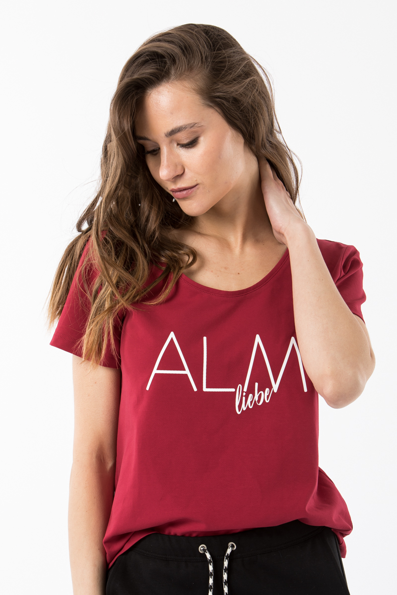 T-Shirt Jochberg mit Print Alm rot