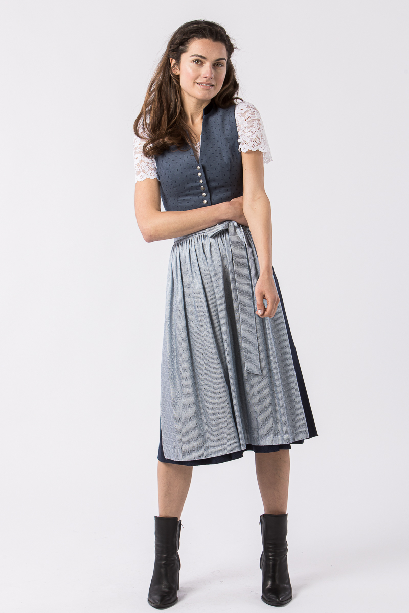 V-Ausschnitt Dirndl Gitty blau