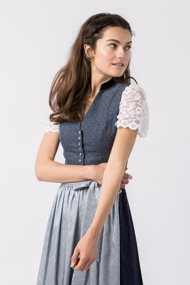 V-Ausschnitt Dirndl Gitty blau