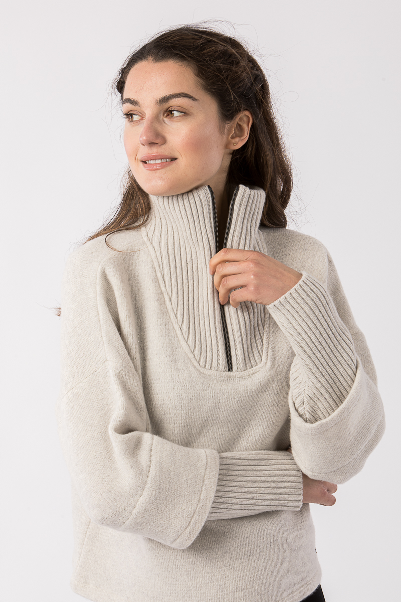 Pullover mit Zip Naema ecru