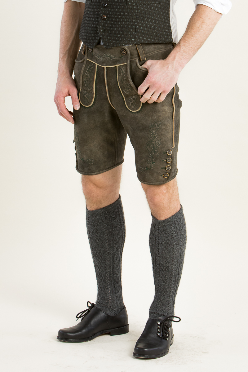 Lederhose Leo antikbraun/tanne
