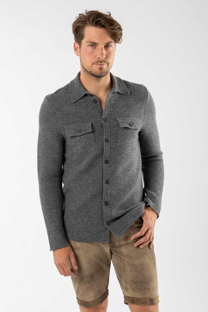 Strickhemd-Overshirt grau